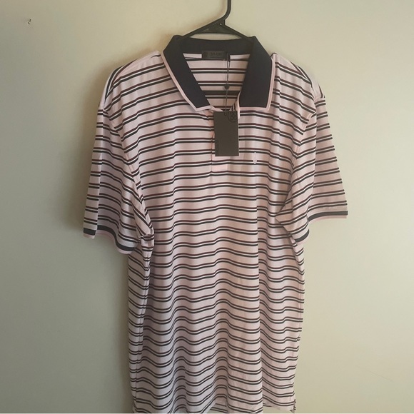 $120 XXL G Fore Polo Golf Shirt Pink Blue Navy Stripe 2XL NWT G4 Blush Mens - Picture 2 of 5